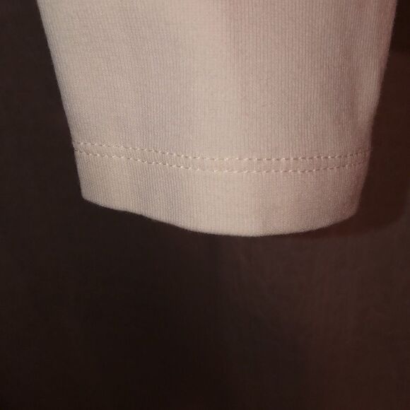 Talbots M Cotton Ivory Pullover Long Sleeve Top Embellished Around V-Neck - Picture 6 of 10